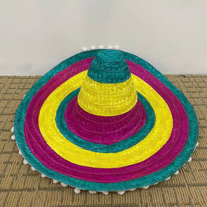 หมวกทรงซอมเบรโรแบบดั้งเดิมของเม็กซิโก ตกแต่งด้วยผ้าเซราเป ปีกกว้าง เหมาะสำหรับงานปาร์ตี้แบบสบายๆ กีฬา และปั่นจักรยาน - Product Image 1