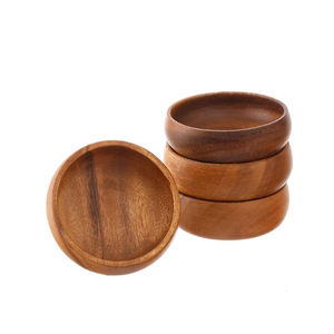 Juego de 4 Tazones para Servir Aperitivos de Madera de Acacia Ecológicos, Hechos a Mano, Duraderos, Multiusos, para Salsas y Condimentos, Excelente Precio - Product Image 1
