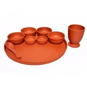 Service de table artisanal en argile, écologique, biodégradable, réutilisable, étanche, durable, portable, design champêtre, pour fêtes, grand format - Product Image 1