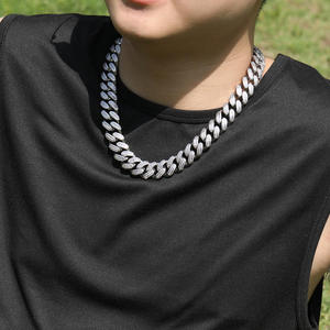 Collar de Cadena Cubana con Incrustaciones de Moissanita Brillante, Chapado en Rodio, Plata de Ley 925, Estilo Hip Hop, Unisex, Joyería de Lujo, Regalo - Product Image 2