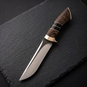 Couteau de chasse artisanal en acier inoxydable, lame droite à pointe tombante, manche en bois, qualité industrielle, usage extérieur, 8 pouces - Product Image 3