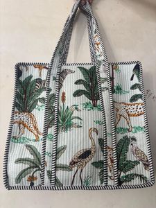 Style De Maison Bohemian Cotton Tote Bag Jungle Animal Print Reusable Zipper Closure Eco Friendly Beach Women's Handbag Custom - Product Image 2