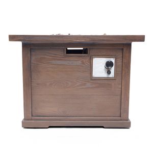 Brasero à gaz carré pour patio extérieur 24 H x 32 L en MgO, 40 000 BTU, marron avec réservoir à motif bois intégré - Product Image 2