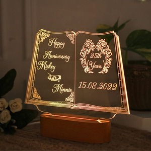 Lampe LED 3D Illusion Romantique Personnalisée la Plus Vendue avec Design Livre de Couple, Veilleuse Acrylique Personnalisée, Fournisseur en Gros - Product Image 5