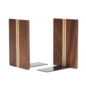 Handcrafted Solid Wood Bookends Decorative Wooden Book Ends Heavy Duty Book Holder for Shelves <b>Desk</b> <b>Office</b> Home Library <b>Rustic</b> - Product Image 1