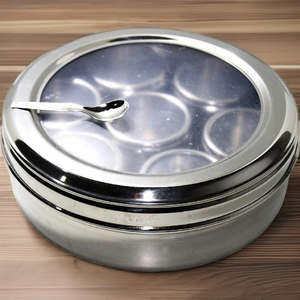 Caja de especias de doble tapa de acero inoxidable Mashala Dabba con función transparente para almacenamiento - Product Image 3
