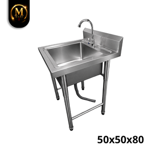 Top Grade Compact Single Bowl <b>Sink</b> 0.8mm Thickness Stainless Steel Free Standing Commercial <b>Kitchen</b> Cafe Washing Basin <b>Unit</b> - Product Image 4