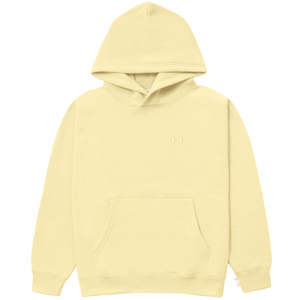 Sweat-shirt à capuche unisexe jaune pâle, coupe ample, matière polaire, poche avant, style décontracté, vêtement d'automne - Product Image 1