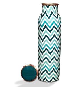 Botella de Agua de Cobre con Diseño de Chevron Arcoíris, Patrón Zigzag Colorido, Botella de Bebida Reutilizable de Diseño Geométrico Moderno - Product Image 2