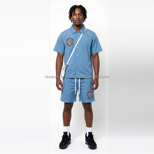 Conjunto Cortavientos de Dos Piezas Estilo Urbano, Chaqueta y Pantalones Cortos Personalizados, Traje Deportivo Reflectante con Cremallera, Cortavientos de Nylon de Dos Piezas - Product Image 1