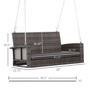 Sedia a Dondolo Contemporanea per Esterni in Metallo, Legno e Rattan PE per Soggiorno, Parco e Ristorante, Senza Spedizioni nei Weekend - Product Image 4