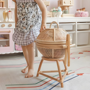 Juguete de barbacoa de ratán para niños, juguete de madera para jugar a fingir, parrilla en miniatura hecha a mano, juguete de cocina para niños - Product Image 6