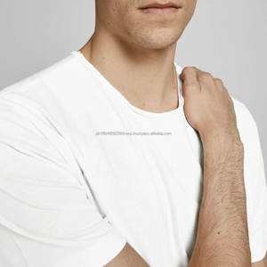 T-shirts décontractés à col rond et manches courtes en coton peigné basique pour hommes, jersey blanc pour hommes, t-shirt à manches courtes pour hommes - Product Image 4