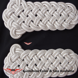 KEW Bullion Wire Epaulettes Silver <b>Braided</b> Customizable Shoulder Board Luxury Epaulettes Durable <b>Accessory</b> - Product Image 3
