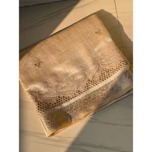 Sari de Seda Tussar de Diseño Exclusivo Elite Weaves con Bordado Chit Pallu Calado para Bodas 0g - Product Image 2