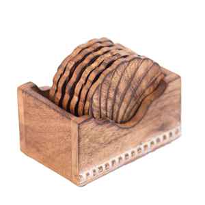 Sous-verres classiques en bois naturel durables, faits à la main, écologiques, antidérapants, réutilisables pour usage quotidien, fournisseur indien - Product Image 1