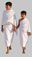 Ensemble de 2 serviettes d'ihram de qualité supérieure pour garçons, taille adaptée, douces, absorbantes, respirantes, légères, séchage rapide, respectueuses de la peau