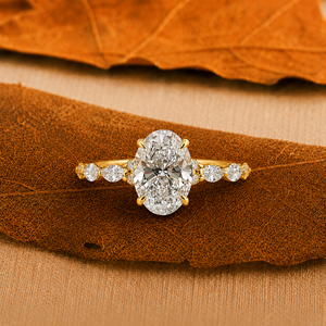 Bague de fiançailles pour femme en or massif 14 carats avec diamant ovale de 3 carats cultivé en laboratoire, certifiée IGI, bijoux de mariage classiques et luxueux - Product Image 6