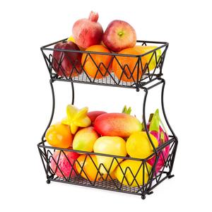 Panier à deux niveaux élégant et très demandé, créant une cascade de couleurs fluide, des pommes en haut aux oranges en bas. - Product Image 6