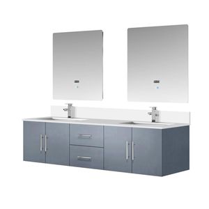 Grigio scuro 72 pollici. L X 22 Pollici Mobile bagno doppio con piano in quarzo bianco e set rubinetteria 30 pollici Specchi LED per Mobili da Bagno - Product Image 4