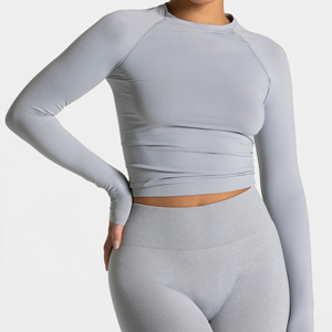 Wholesales Custom Logo Fitness & Yoga Wear Apparel Sports Workout <b>Crop</b> <b>Top</b> Women Gym Shirt - Product Image 5