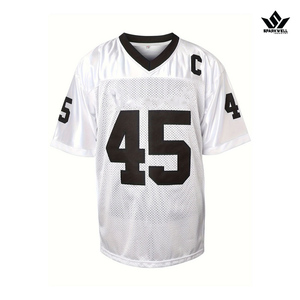 Maillot de football américain bleu marine pour homme SPARKWELL n° 09 Col en V Manches courtes Maille respirante Polyester Coupe classique - Product Image 3