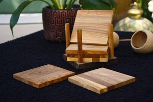Handmade Natural Wooden <b>Slice</b> coaster Set Classic <b>Wood</b> Drink coaster square Design Custom Size Eco-friendly Home Decor - Product Image 4