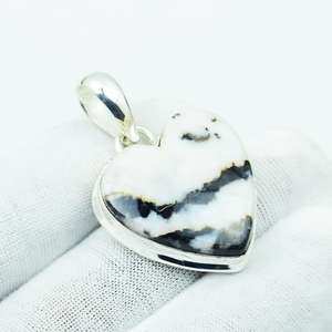 Heart White Buffalo Turquoise Pendant 925 Sterling <b>Silver</b> Boho Handmade Jewelry Statement Gift For Women <b>Men</b> - Product Image 1