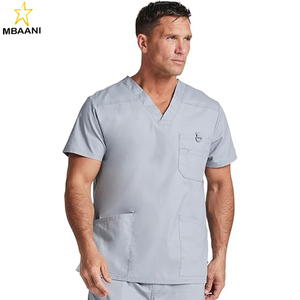 ชุดสครับสำหรับผู้ชายพร้อมเสื้อคอวี 5 กระเป๋า รุ่น 81906 พร้อมกระดุมปิด กางเกงเอวยางยืด รุ่น 81006, เสื้อ/กางเกงไซส์ M ทรงสูง - Product Image 2