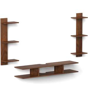 Mueble de TV de Madera para Montaje en Pared, Soporte para Decodificador/Panel de TV con Estantes para Libros y Unidad de Exhibición Decorativa - Product Image 2