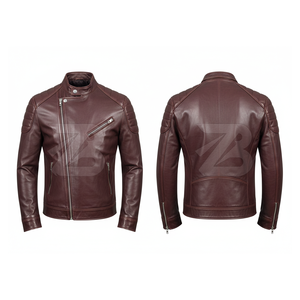 2024 <b>Men's</b> Custom Pure Colour Windproof <b>Waterproof</b> Stand Collar Leather Motorcycle <b>Jacket</b> High Street Style Latest Fashion - Product Image 3