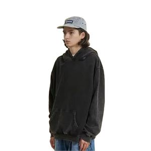 Vente en gros de sweats à capuche délavés à l'acide pour hommes 100% coton mélangé imperméable anti-rides conception de poches tissu polaire impression numérique sur le devant - Product Image 4