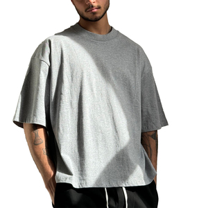 Camiseta de Algodón Crema Extra Grande para Hombre, Manga Corta, Cuello Redondo, Estilo Casual, Jersey Liso, Color Sólido, Estilo Urbano - Product Image 6