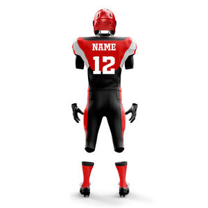 Oferta Especial: Uniforme de Fútbol Americano para Hombre, Jersey de Manga Corta Sublimado, Transpirable, Ajustado, Rojo y Negro, con Números de Equipo y Logotipo en la Espalda - Product Image 2