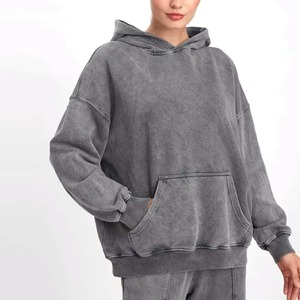 Sudadera con Capucha Extra Grande de Estilo Hip Hop Vintage, Hecha de Algodón, Lavada al Ácido, de Alta Calidad, Color Gris, Unisex, para Mujer - Product Image 5