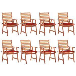 8 pz sedie da pranzo con Patio in legno massello di Acacia con cuscini di alta qualità Set di mobili da esterno - Product Image 1