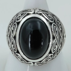 Black Onyx <b>Ring</b> 925 Sterling <b>Silver</b> Handmade Boho <b>Statement</b> Promise <b>Ring</b> for Women, July Birthstone, Oval Gemstone - Product Image 2