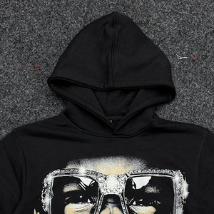 Sweat-shirts à capuche vintage imprimés pour hommes, en coton lourd 100 %, motif uni, style streetwear. - Product Image 3