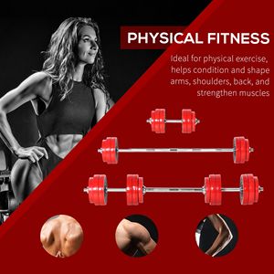 66lbs Two-in-One <b>Adjustable</b> Dumbbell <b>Barbell</b> Set Home Gym Fitness Plate Bar Clamp Rod Free Weights for Strength Muscle Exercise - Product Image 4