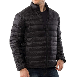 Vestes d'hiver rembourrées en duvet léger et chaud, personnalisées avec logo, en nylon noir, à capuche, pour hommes - Product Image 2