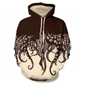 Sudadera con Capucha con Estampado de Pulpo para Hombre, Degradado Morado y Verde, Diseño Animal 3D, Ropa Casual de Otoño, Corte Regular - Product Image 5