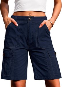 Shorts Cargo Noirs Femme 2026 – Taille Haute, Multiples Poches, Style Décontracté en Toile, Fermeture Boutonnée, Coupe Droite – Vente en Gros - Product Image 3