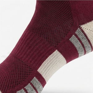 Crew <b>Socks</b> Solid Color Burgundy Breathable Knitted for Daily Life Casual Wear Adult Size Standard - Product Image 5