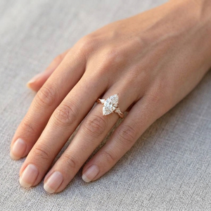 Anillo de Compromiso de Diamante Cultivado en Laboratorio de 1 Quilate, Corte Marquesa, Claridad VS1, Color F, Oro Rosa de 14k para Mujer, Estilo Clásico, Certificado IGI - Product Image 4