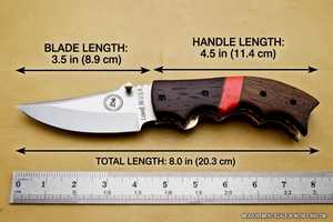 Cuchillo Plegable OEM con Mango de Madera Natural, Separador de Resina Azul, Hoja de Acero, Varilla de Afilado y Funda de Cuero Genuino - Product Image 6