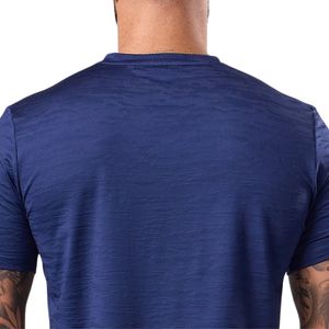 Mens Navy Blue Space Dye Performance Training T Shirt Crew Neck Short Sleeve <b>Athletic</b> Gym Workout Running Casual Sportswear Tee - Product Image 5