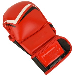 Guantes de MMA Rojos Premium con Acolchado Grueso, Guantes Profesionales de Artes Marciales para Sparring, Entrenamiento de Boxeo, Palma Abierta, Material PU - Product Image 2