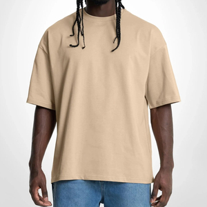 เสื้อยืดโอเวอร์ไซส์เรียบง่ายสำหรับผู้ชาย ผ้าฝ้ายคุณภาพสูง ทรงหลวม ไหล่ตก สไตล์ลำลอง สตรีทแวร์ เสื้อยืดผู้ชาย - Product Image 4