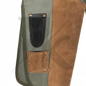 Delantal de trabajo industrial de cuero genuino duradero de alta calidad, reutilizable, resistente al calor, para forja, con protección para los muslos - Product Image 3