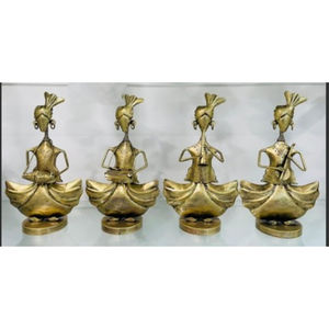 Figurines de Musiciens en Métal Art Déco Traditionnel - Décoration Amovible pour la Maison pour Diwali - Product Image 1